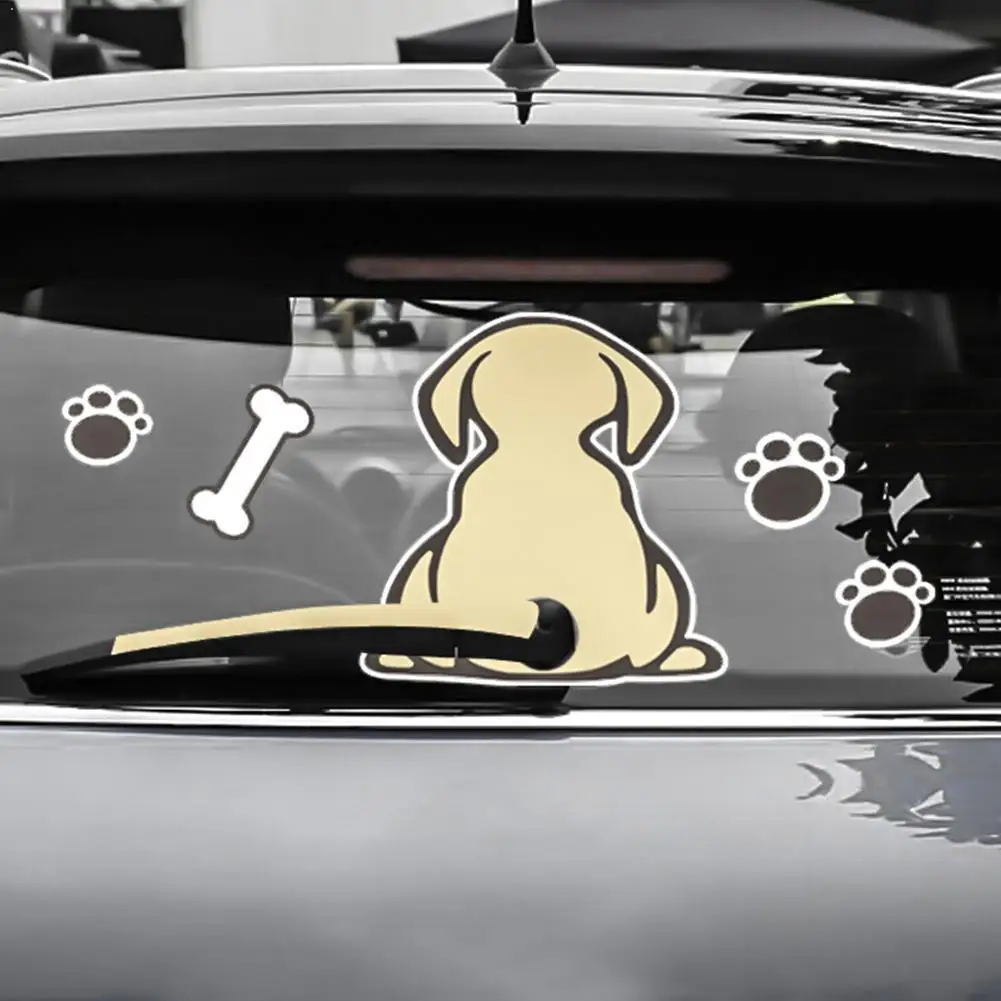 Fashion Car Cartoon Animal Sticker Moving Tail Cute Dog Auto Puppy Styling Rear Stickers Reflective Decals Wiper N6N8 | Автомобили и