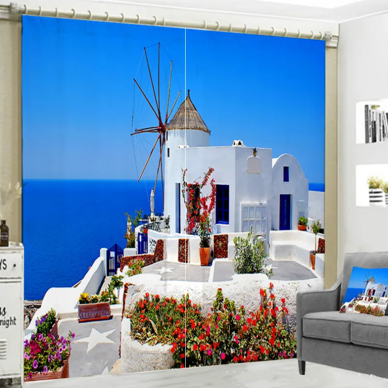 

Nordic Blackout Curtains for Bedroom Modern Curtain with Scenery Printing Window Curtain Living Room Thick Blinds Creative Drape