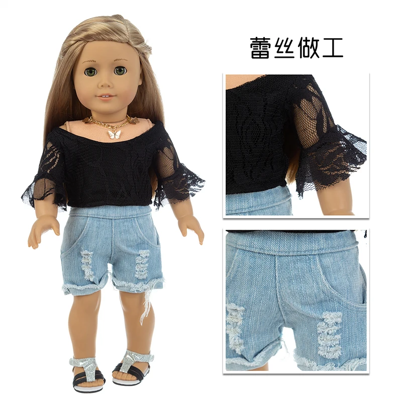DOLL CLOTHES fits  AMERICAN GIRL  AND MOST 18" DOLLS DENIM EMBLISHED JEAN