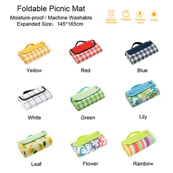 

145*165cm Machine Washable Picnic Mat Foldable Yoga Mat Outdoor Camping Mattress Beach Blanket Water Proof &Portable Plaid Pad