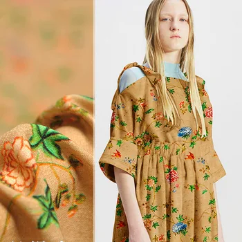 

130cm wide silk linen fabric 35mm printed linen silk fabric meter digital printing natural linen fabric wholesale silk cloth