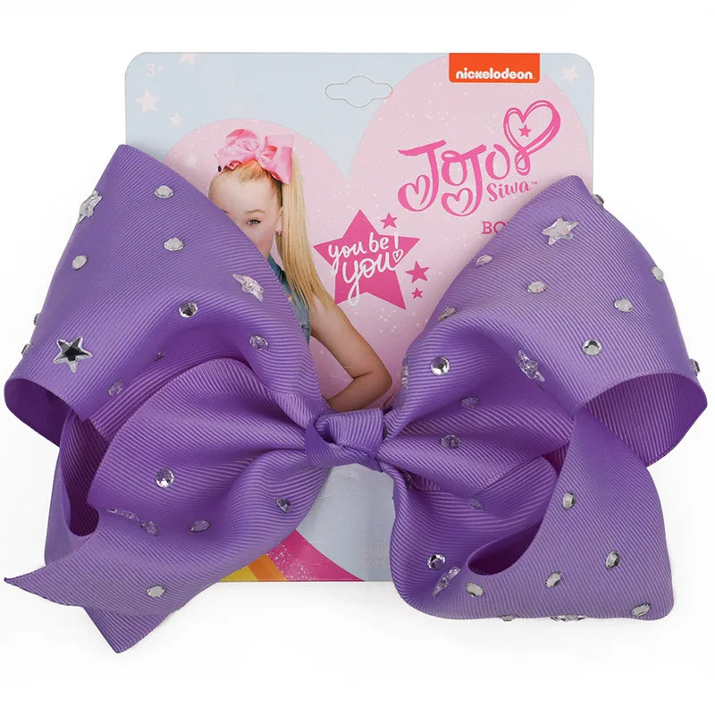 13 8 дюймов Jojo Siwa большая заколка для волос банты ручной работы шпилька Стразы Лента бант звезда заколки модные аксессуары для волос для девочек - Цвет: 13