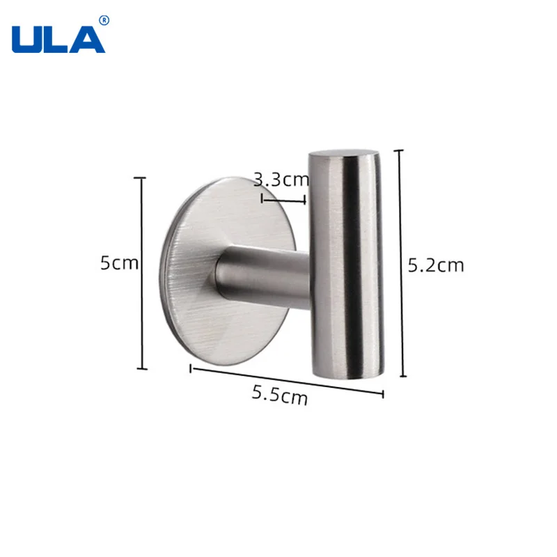 ULA Robe Hook Wall Hooks Towel Hook for Bathroom Stainless Steel Coat Rustproof Hanger for Kitchen Hardware adhesive hook clothes hook towel hook