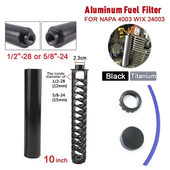 

10 Inch Car Fuel Filter Spiral Kit 1/2-28 5/8-24 Single Core Titanium Tube For NaPa 4003 WIX 24003 Fuel Trap Solvent Filters