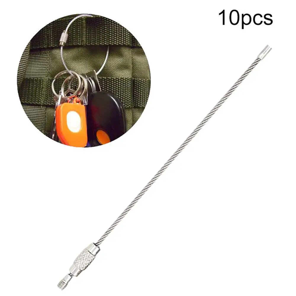 

10Pcs Outdoor Hiking Latch Hook Stainless Steel Key Ring Keychain Wire Cord