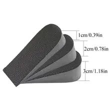 

1Pair Unisex Heighten Half Insole Breathable Support Heel Shoes Pads Solid Black Shoe Insoles Pad For Women Men Increase Inserts