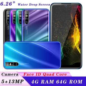 

Face unlocked Quad Core K30 Pro Water Drop Screen 13MP 4GB RAM 64GB ROM 6.26inch Smartphone Android Mobile Phone Cheap Celulares