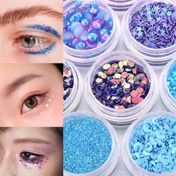12 Pots/Set Women Tattoo Pink Purple Diamond Makeup Eyeliner Eyeshadow Face Sticker Jewel Eyes Makeup Crystal Eyes Sticker