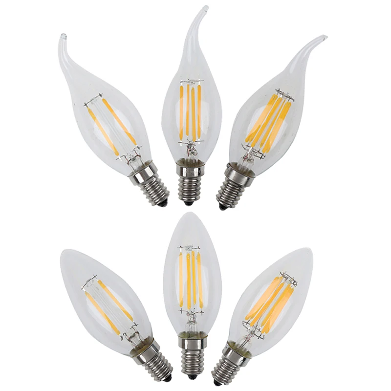 1pc 220V 2W 4W 6W E14 LED Candle Bulb E14 C35 Filament Light LED Lamp Replace Incandescent Dropshipping