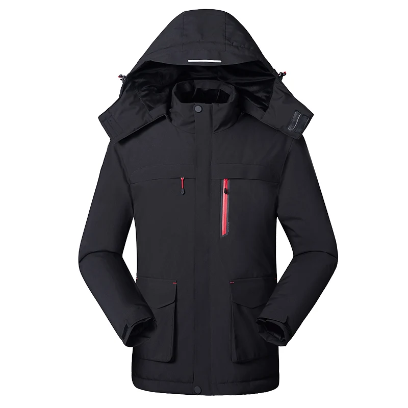 Новая мужская и женская зимняя утепленная хлопковая куртка с USB подогревом, жилет для улицы, водонепроницаемый, походный, для кемпинга, рыбалки, veste chauffante, тактический - Цвет: Men Black