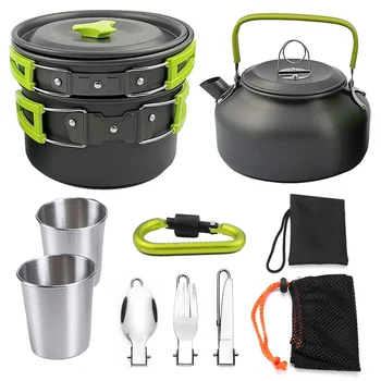

1 Set 2-3 People Outdoor Cooking Durable Camping Cookware Portable Outdoor Aluminum Alloy Outdoor Cooking Supplies