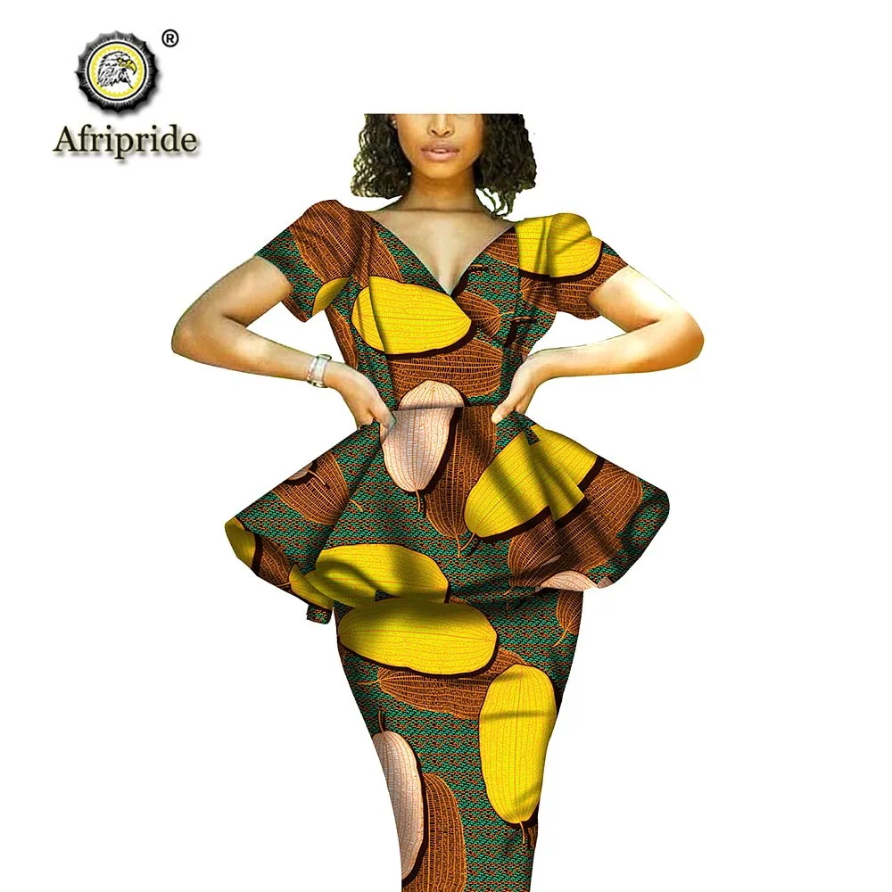 Африканский комплект из 2 предметов для женщин, Дашики, Топы+ юбка с принтом, комплект одежды Анкара, восковая блузка, рубашка AFRIPRIDE S1926004