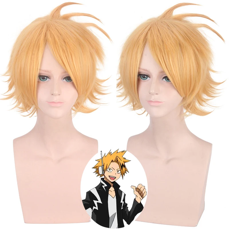 

My Hero Academic Kaminari Denki Cosplay Wig Men & Women Yellow Central Parting Style Short Synthetic Hair Party Costume Wigs