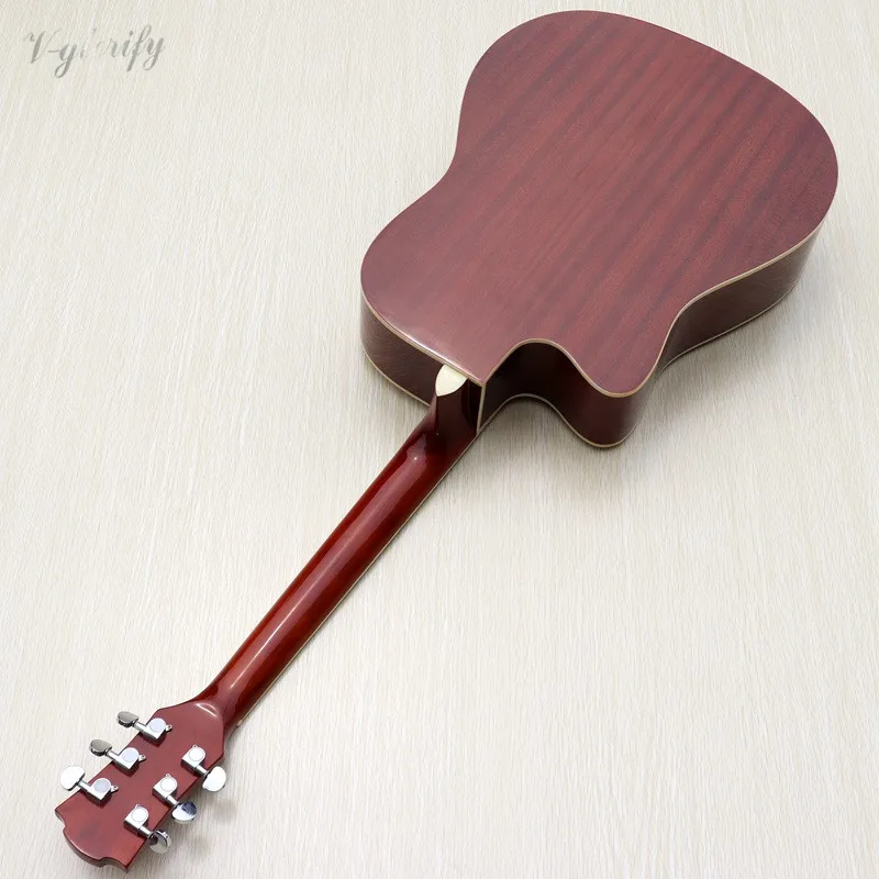 41 дюймов Акустическая гитара из ели натурального цвета sunburst Цвет 21 Лады 6 струны cutway народная гитара
