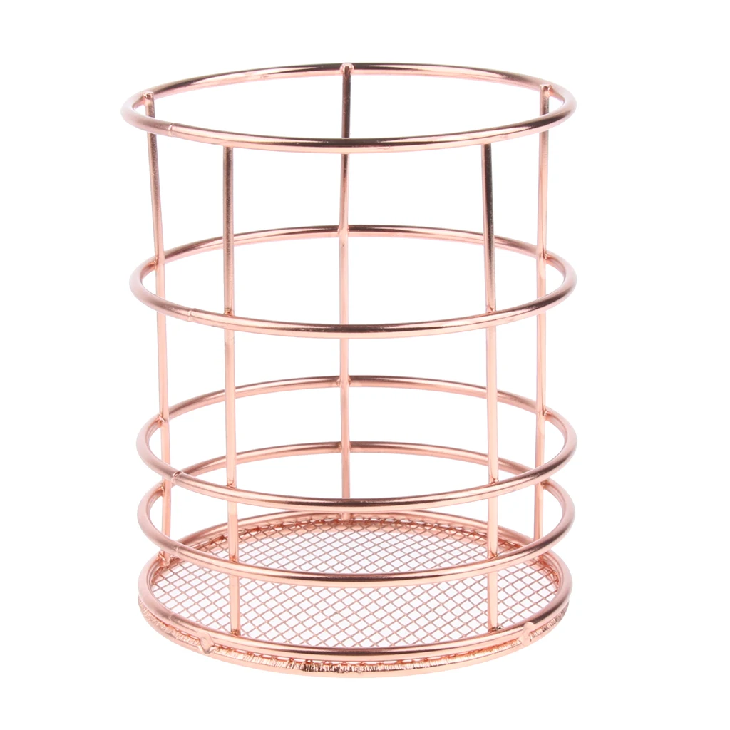Elegant Rose Gold Wire Mesh Pen Pot Pencil Holder / Metal Makeup Brush Holder / Multifunctional
