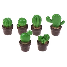 

5Pcs Cute Green Mini Tree Potted For 1:12 Dollhouse Miniature Cactus Succulents Green Plant In Pot Doll House Simulation Potted