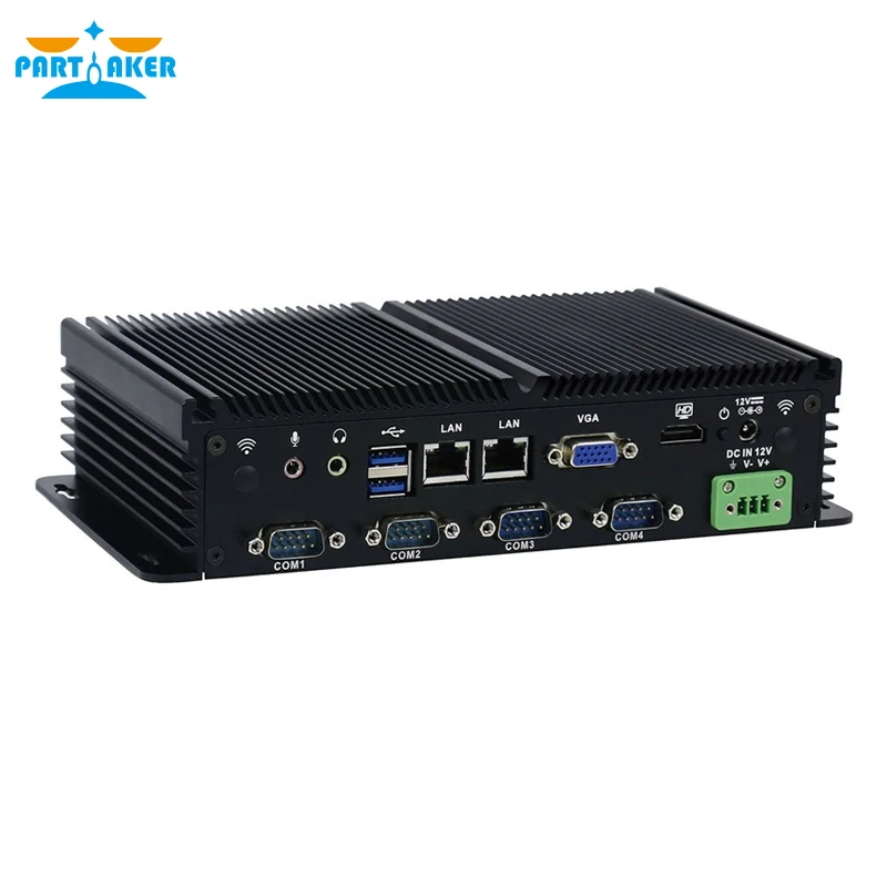 

Partaker Linux Mini PC Intel J1900 Dual Lan Fanless Industrial Computer Support GPIO SIM Slot 6 RS232 COM Port For Win 7 Win 10