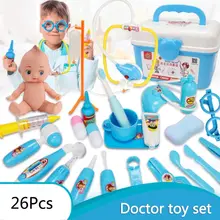 26 шт./компл. ролевая имитация врача инструменты игрушки для переноски Чехол Коробка дресс-игры с электронный стетоскоп