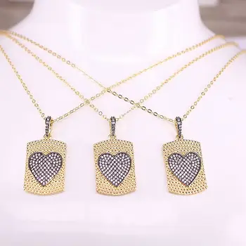 

8PCS, New CZ Micro Paved Heart Pendant Necklaces Gold Color Crystal Zirconia Pendant Necklace