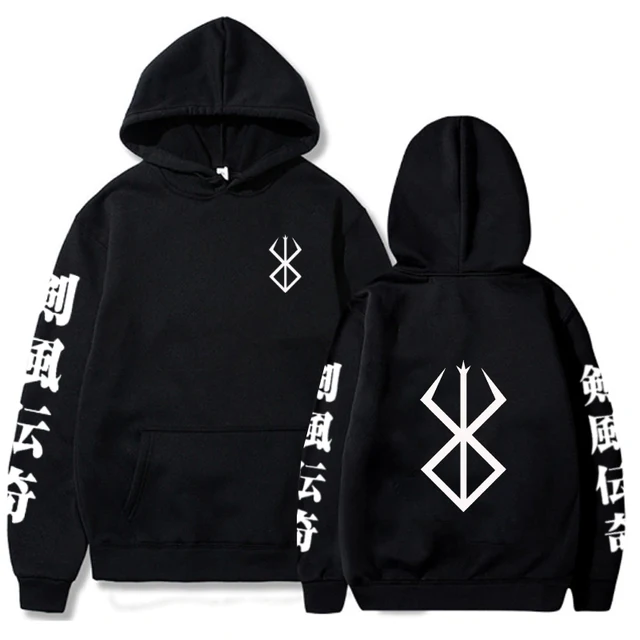 Anime Hoodie Berserk Harajuku Guts Eyes Manga Hoodies Sweatshirt Graphic Winter Pullover Fashion Long Sleeve Men/Women Hoody Black3