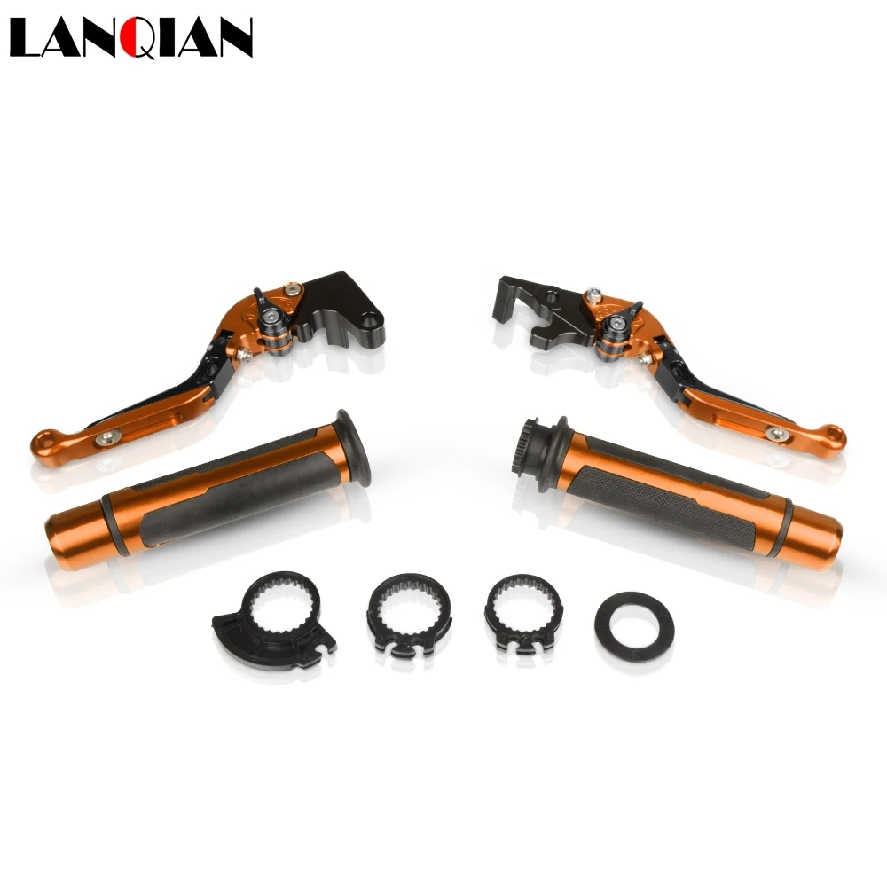 Motorcycle Accessories CNC Adjustable Brake Clutch Levers And Handle Grips With LOGO For YAMAHA XSR 700 ABS - Цвет: BKORBKOR