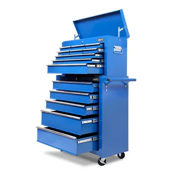 

Giantz 14 Drawers Toolbox Chest Cabinet Mechanic Trolley Garage Tool Storage Box TB-14DR-CH-RO-BU A2