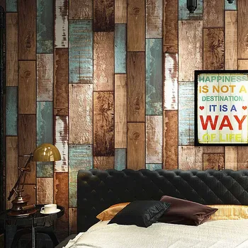 

53CM×10M Wallpapers 3D Modern Personality Round Wood Stake Wood Grain Wood Nostalgic Retro Bar TV Restaurant Wallpaper