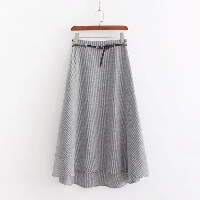 

Western Style 2019 Autumn New Style WOMEN'S Dress High-waisted Slimming Thousands of Birds Lace-up Skirt A8us2584