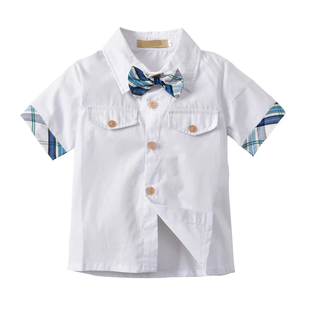 Летние модные рубашки в клетку для маленьких мальчиков 2, 3, 4, 5, 6, 7 лет белая клетчатая рубашка для мальчиков, рубашка с короткими рукавами для мальчиков повседневная одежда