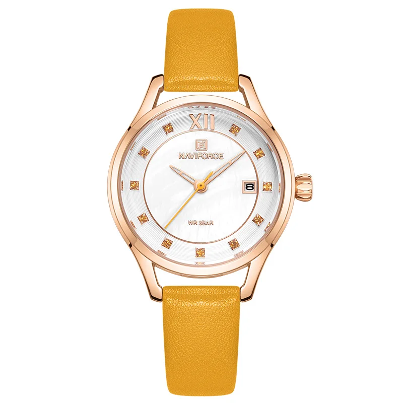 NAVIFORCE женские часы Топ люксовый бренд Модные кварцевые часы для женщин s кожа водонепроницаемый Дата платье девушка часы Relogio Feminino - Цвет: RGWY