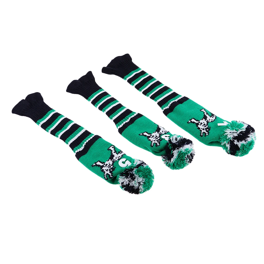 Size 1 3 5 Knitted Golf Wood Head Cover Pom Pom Club Fairway Driver Wood Covers Green