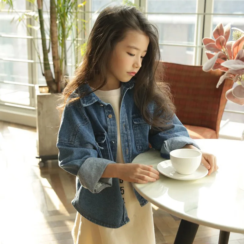 

Girls' Jean Jacket 2019 Spring New Style Childrenswear Korean-style Big Boy Short Denim Top Children Fashion Clothing Cardigan