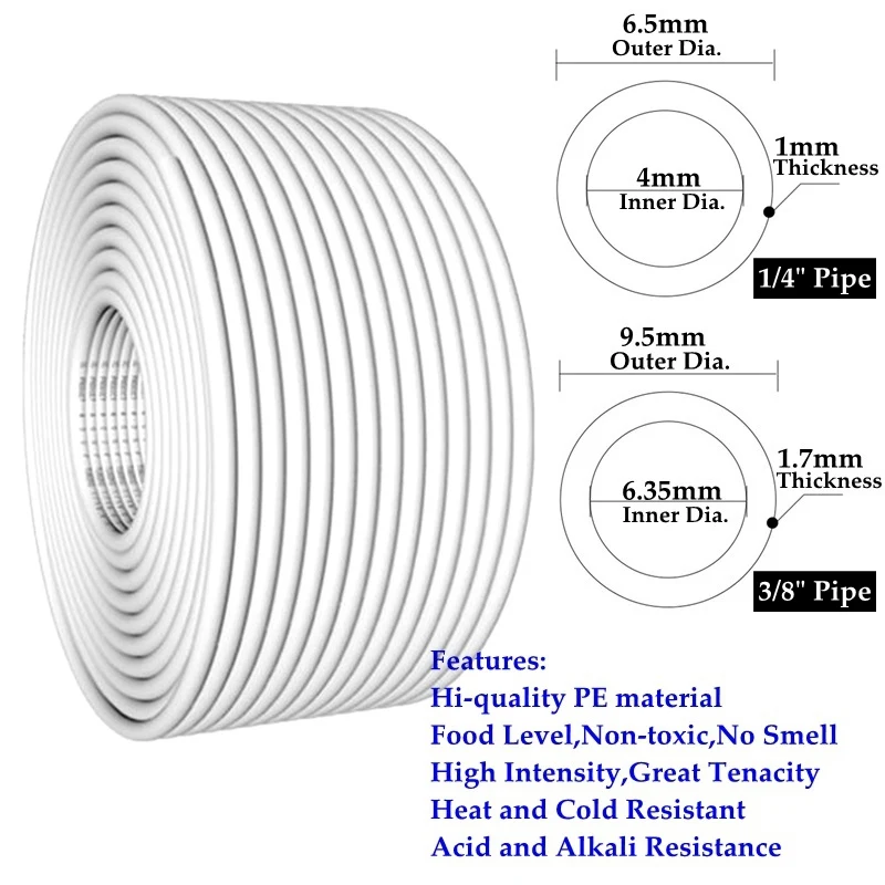 Wholesale 100m/roll 1/4" 3/8" Pe Pipe Food Grade Water Purifier Pipe Hiquality Soft Tube