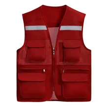 Реклама волонтерская рабочая одежда волонтерская активность фотография марлевый жилет светоотражающий мульти-карманы жилет настраиваемый L