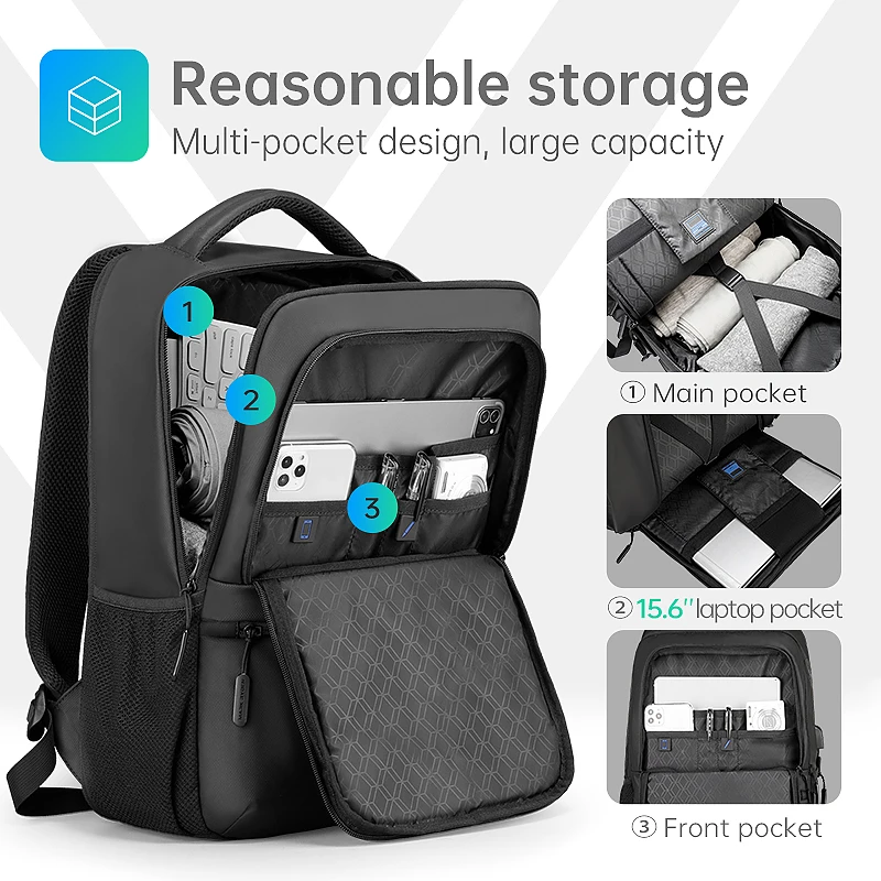 Mark Ryden Expandable Travel Backpack Men USB Charging Bag Multifunctional Water Repellent Laptop Backpack Big Capacity Male Bag