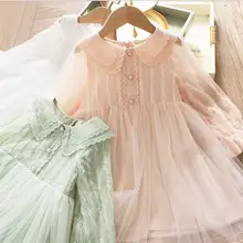 Новые весенние детские кружевные сетчатые платья Феи для маленьких девочек; милая мягкая одежда принцессы для девочек; 5 шт./партия;