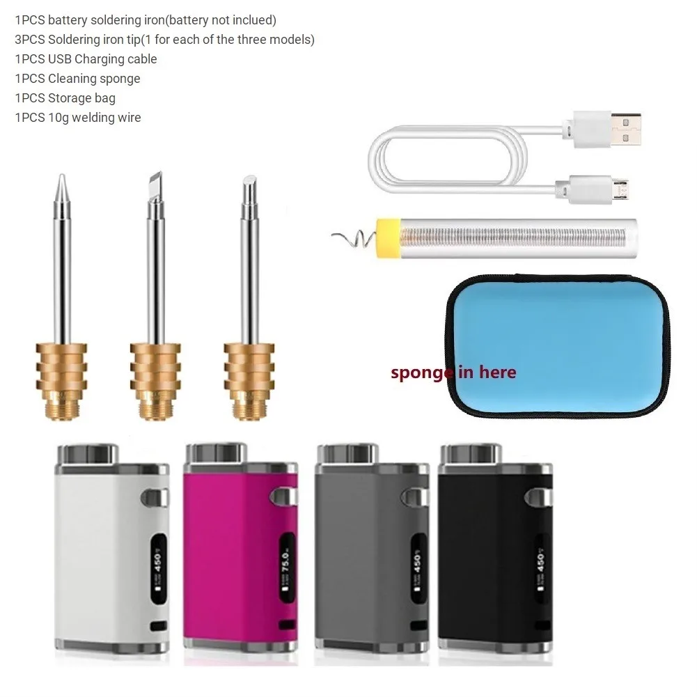 best soldering iron for electronics 8pcs/set Portable Rechargeable Battery Soldering Iron USB Handheld Wireless Welding Pen 1W-75W Cleaning Sponge 10g Welding Wire hot stapler plastic welder