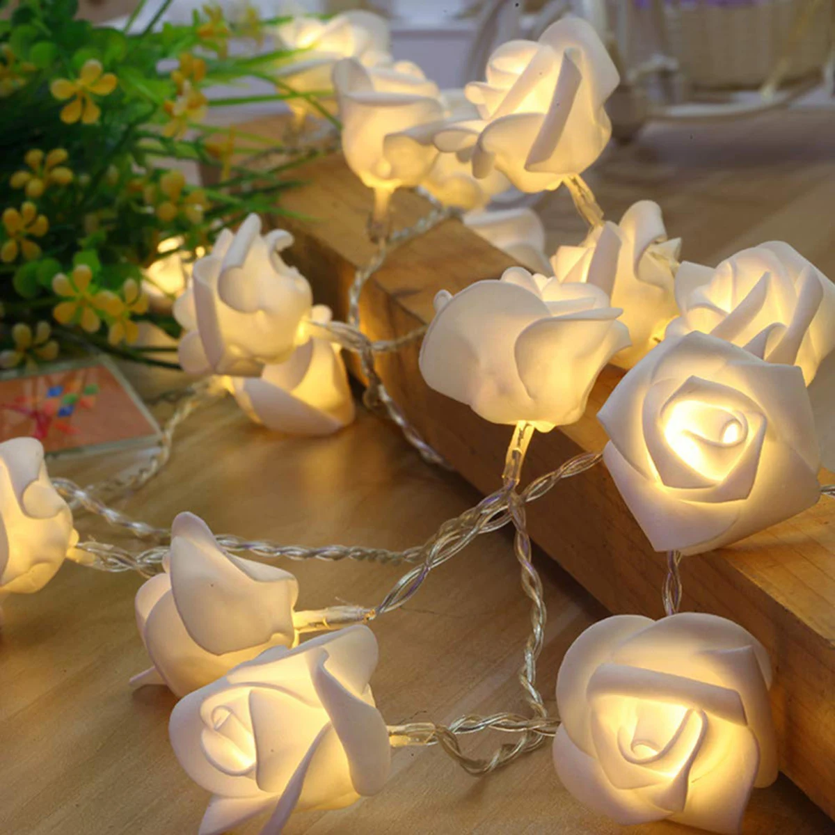 

40 LED Rose Flower String Battery Powered Fairy Lights Wedding Home Birthday Valentine's Day Event Party Garland Decor Luminaria