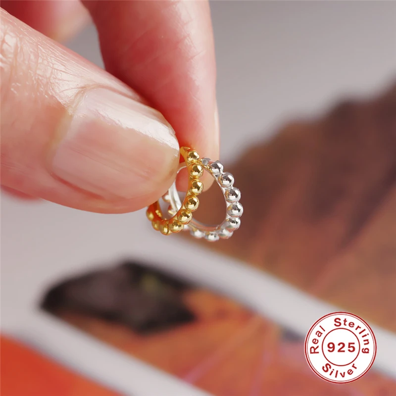Классические маленькие круглые бусины ROXI, золотые серьги-кольца, простые круглые серьги, Женские Ювелирные изделия, серьги из стерлингового серебра 925 пробы, клипсы для ушей