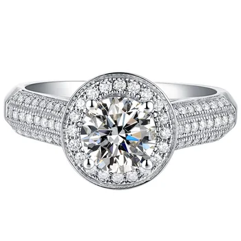

2 Carat 18K White Gold 2 Ct Moissanite Diamond Ring Round Luxury Women Wedding Party Engagement Anniversary Ring VVS D Color