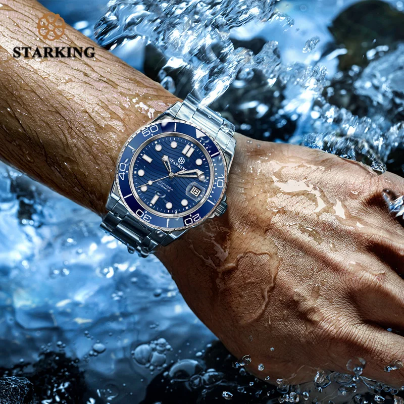 STARKING автоматические часы для мужчин 40 мм зеленая вода призрак часы япония Movt механические наручные часы 100 м водонепроницаемый Relogio