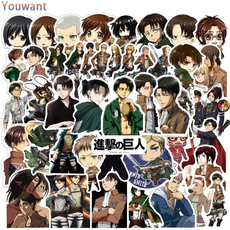 

50Pcs Attack on Titan Anime Stickers Cartoon Kawaii Sticker for Skateboard Motorcycle Scrapbook Diy Laptop Snowboard Luggage Toy