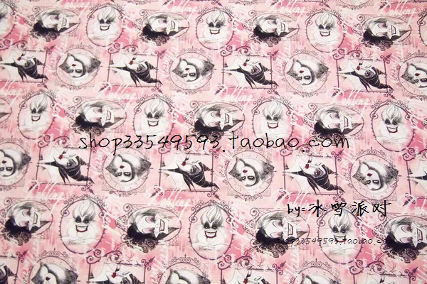 50X105 см принт ведьмы, розовая хлопковая ткань для девочек, Комплект постельного белья, домашний текстиль, наволочка, DIY-BK648