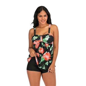 

Plus Size Swimwear Women Swimsuit Sexy Two-piece Suits flower Print Padded Bathing Suit Swimdress maillot de bain femmer#A8L6