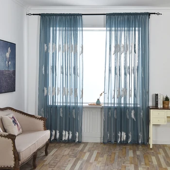 

European and American Style Window Screening Solid Door Curtains Drape Panel Sheer Tulle For Living Room