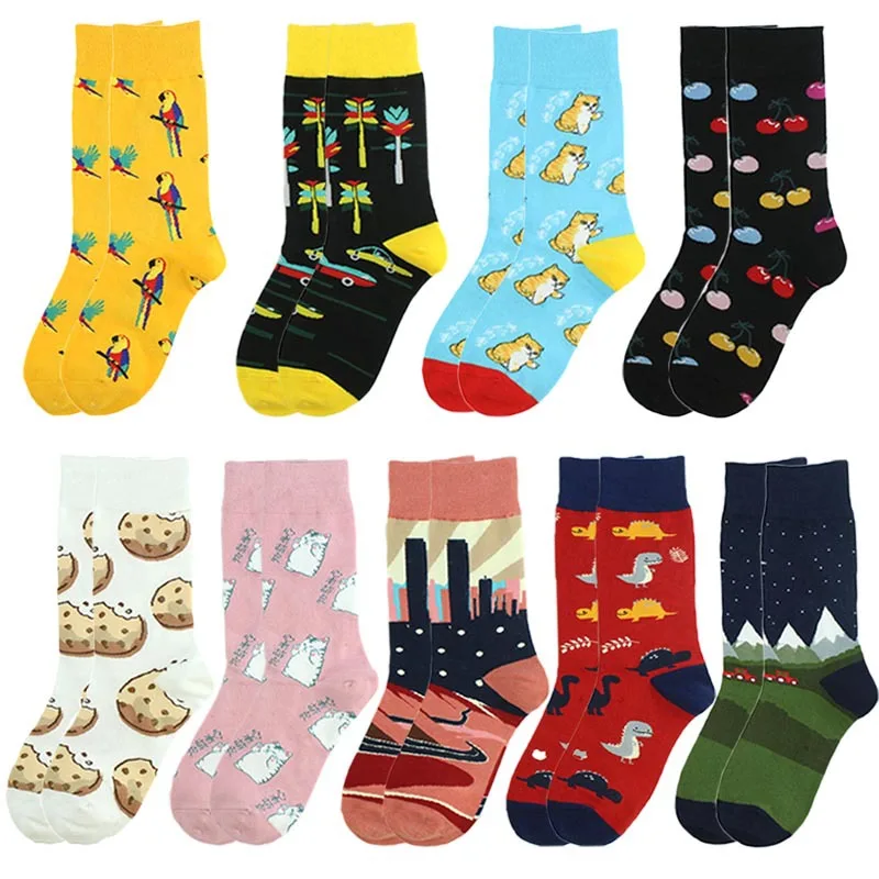 Модные креативные забавные носки для женщин и мужчин, хлопковые носки с рисунками животных из мультфильмов, Харадзюку каваи, новые дизайнерские носки с динозаврами