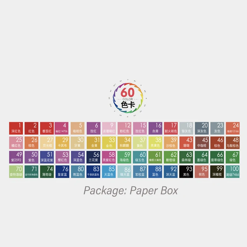60 цветов маркер для рисования набор Borrence двуглавый жидкостные Чернила Кисть для эскиза профессиональный Крытый/здание/Дизайн Живопись поставки - Цвет: 60 Colors