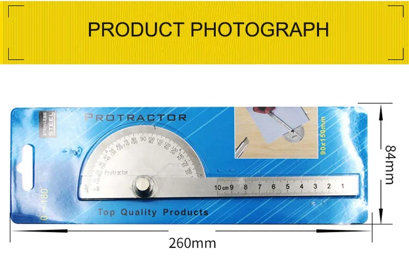 Полукруглый транспортир на 180 градусов, угловая линейка 0-10 см, разделитель из нержавеющей стали, многофункциональные вращающиеся измерительные инструменты