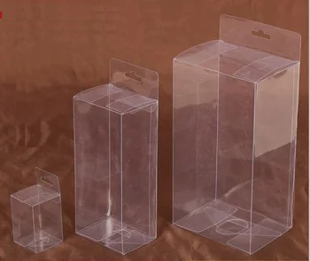 

20pcs Clear Transparent PVC Gift Packaging Boxes Case Party Jewelry Candy Cosmetic Storage Box With Hook Packing Souvenir Box