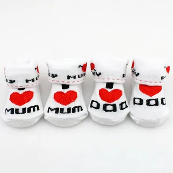 

Baby Infant Boy Girl Slip-resistant Floor Socks Love Dad Love Mum Letter Socks Soft comfortable Calcetines de bebe